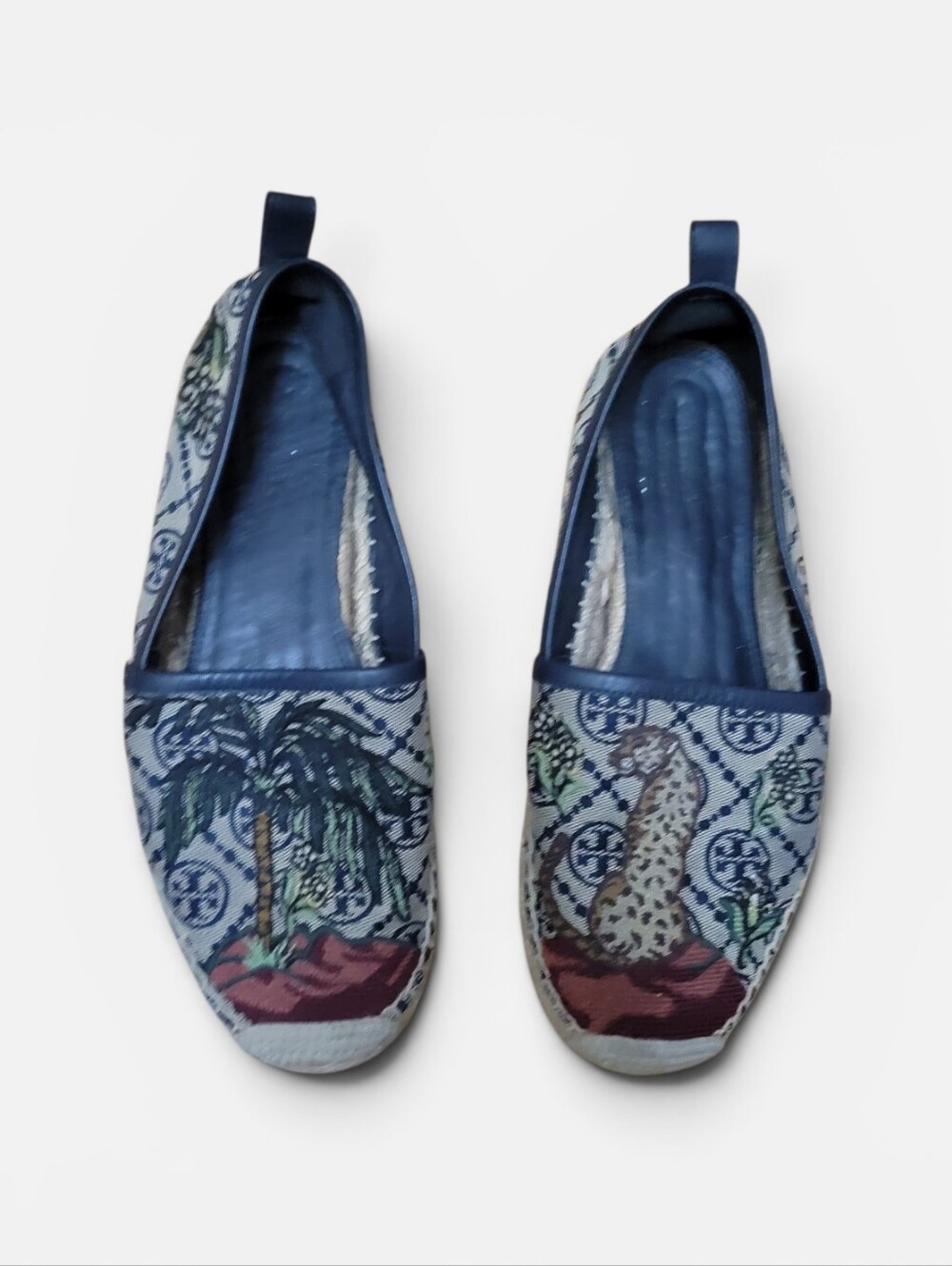 Tory Burch Paid Or Tory Cheetah Embroidered Espadrilles GUC